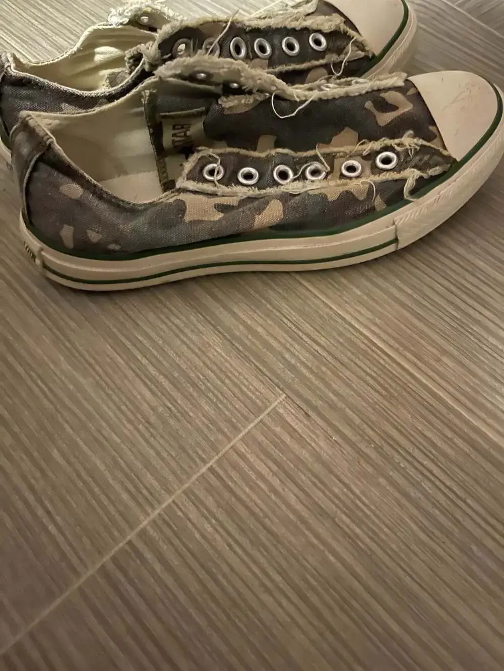 Converse All Star Camo Frayed Edge Slip-On Sneakers